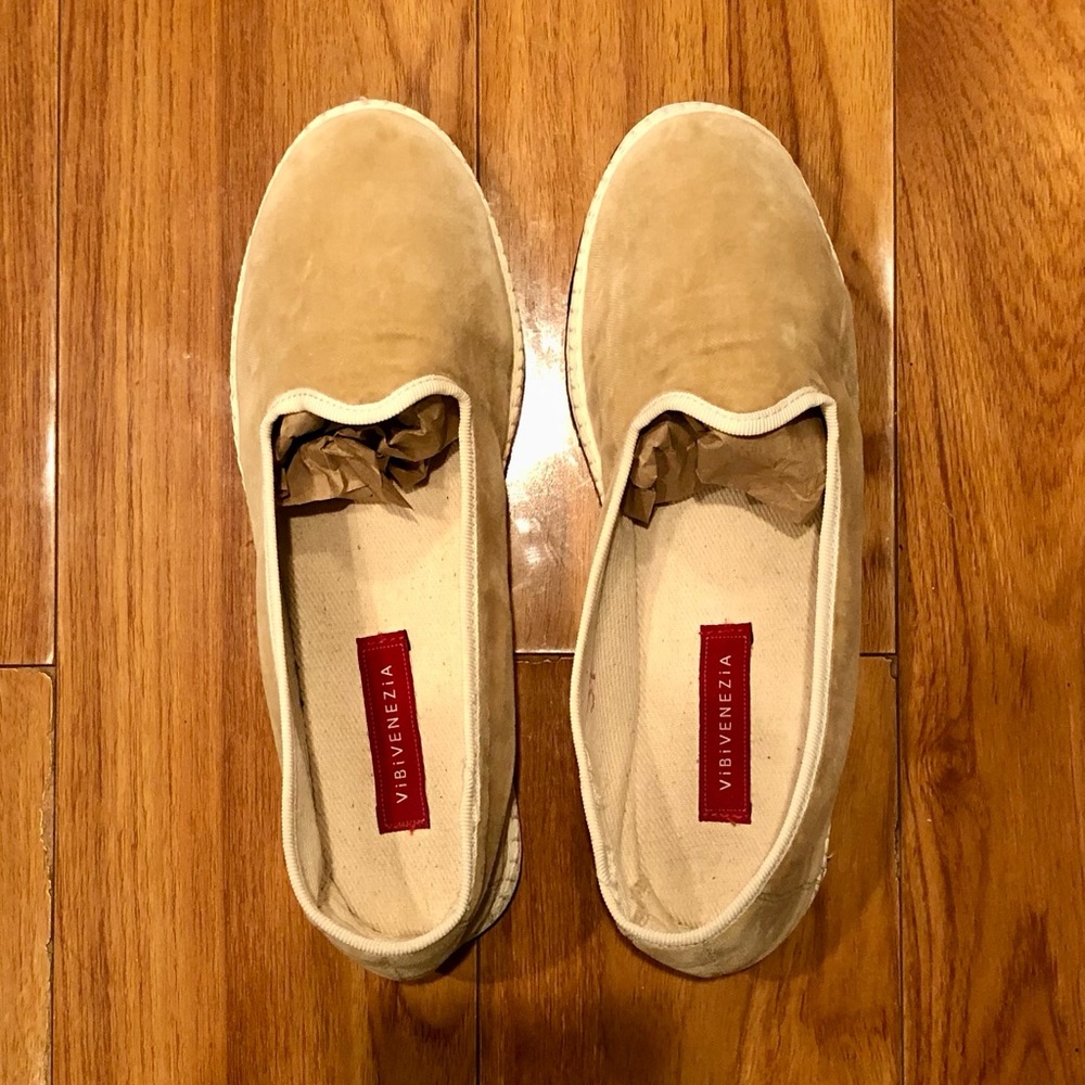 Vibi venezia beige velvet friulane slippers size 37
